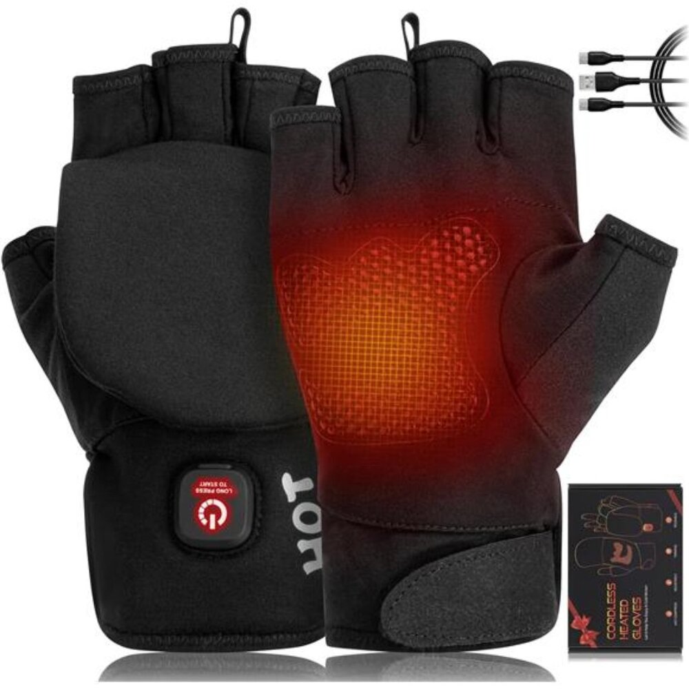 Heated Gloves for Men Women, Rechargeable Full & Half Hands‎ Electric Gloves